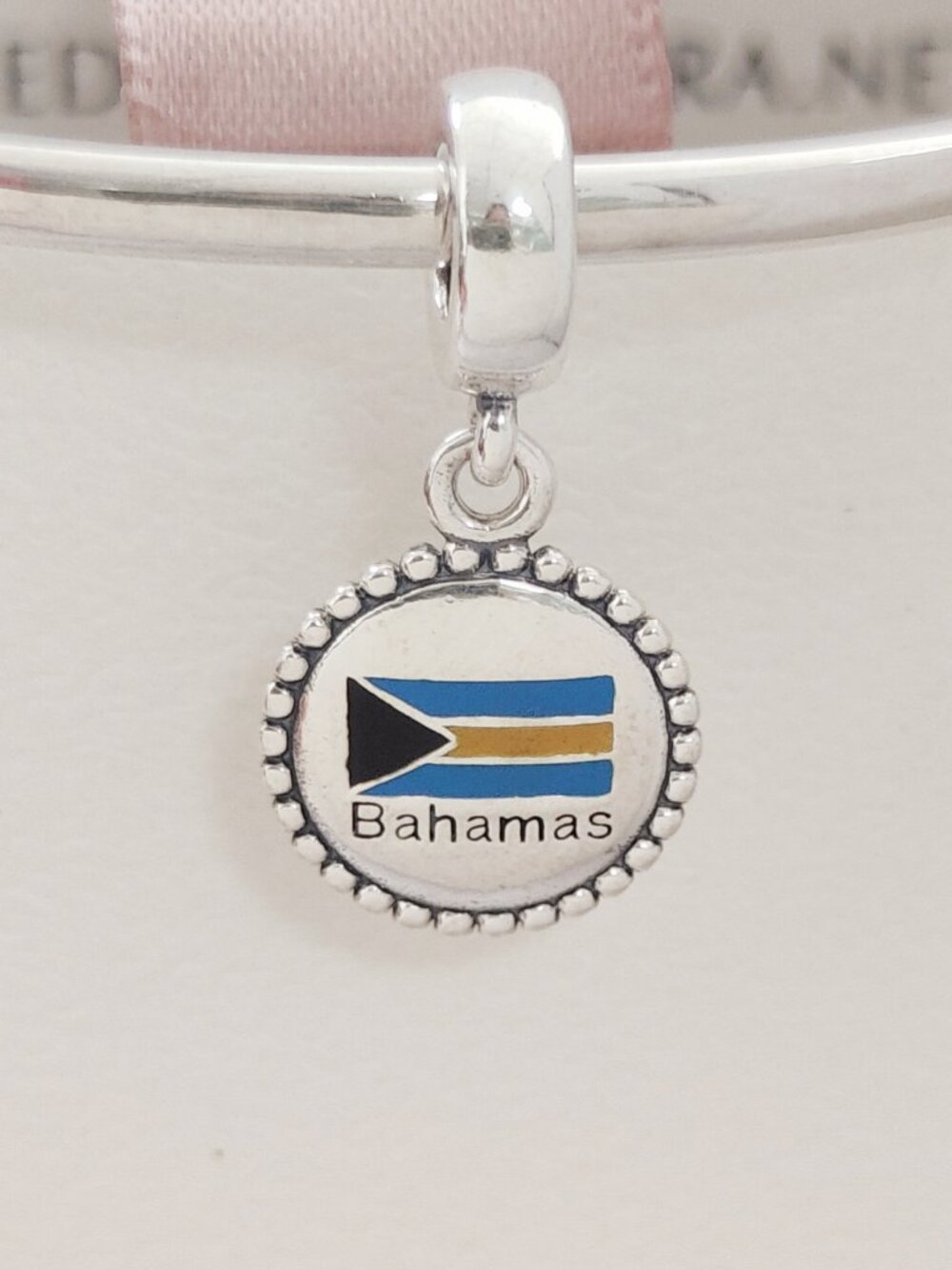 Pandora Bahamas Flag Exclusive Dangle Charm Travel Vacation S925 Silver with box